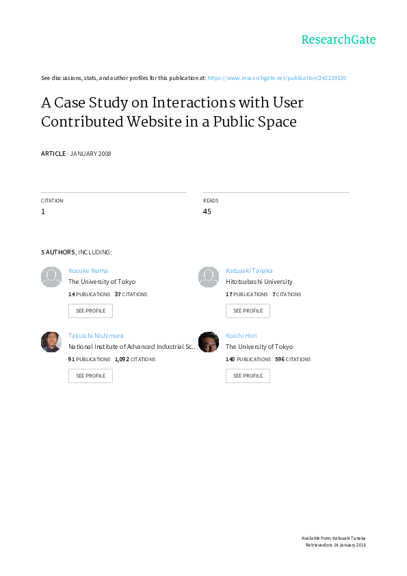 (PDF) A Case Study on Interactions with User Contributed Website in a ...