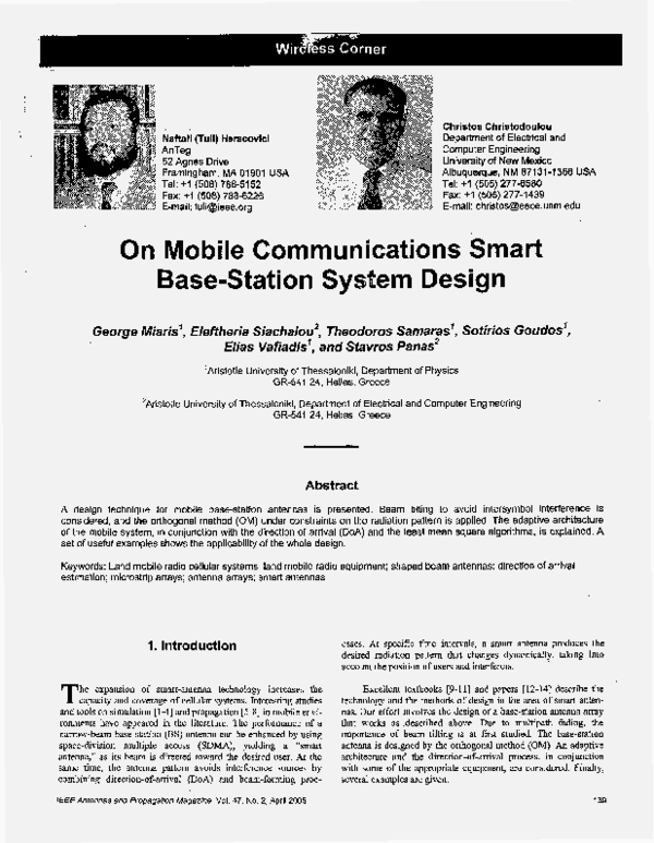 (PDF) On mobile communications smart base-station system design