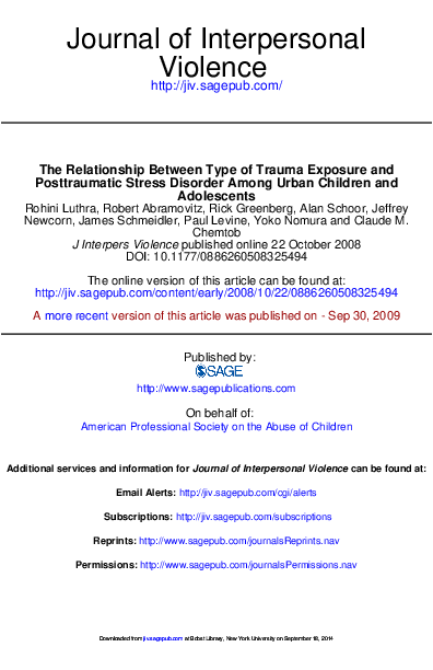 (PDF) Relationship Between Type of Trauma Exposure and Posttraumatic ...