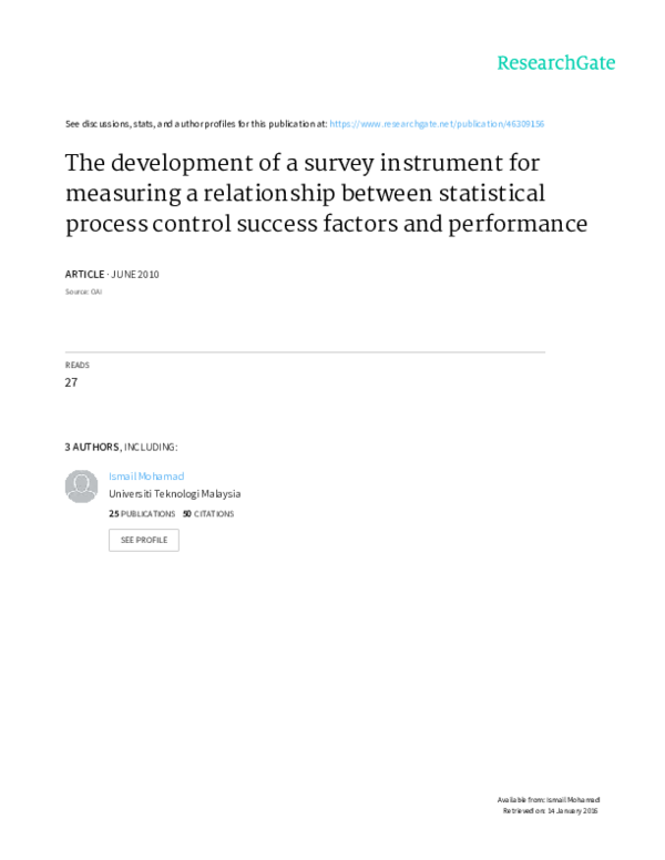 (PDF) The development of a survey instrument for measuring a ...