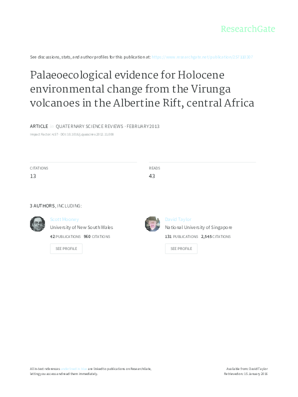 (PDF) Palaeoecological evidence for Holocene environmental change from ...