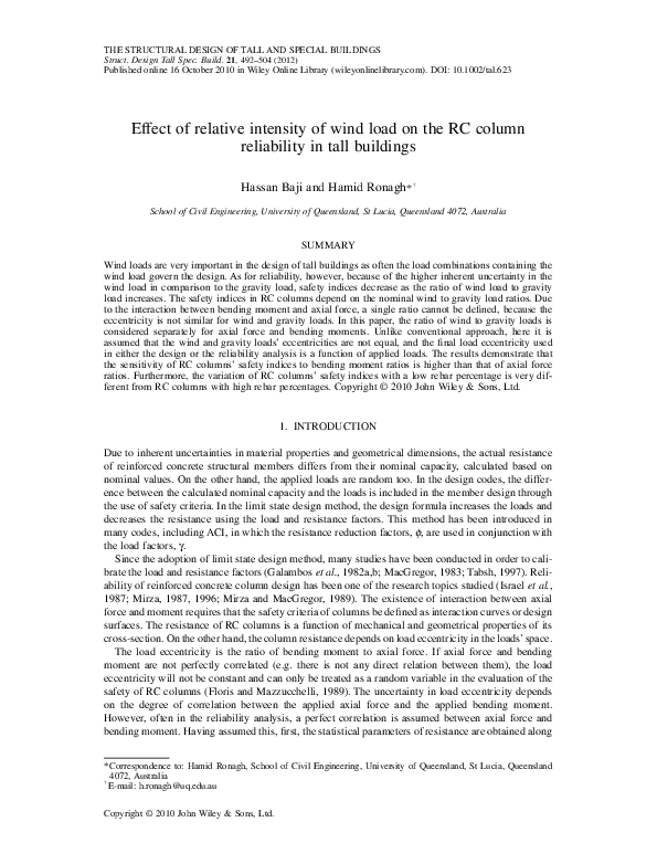(PDF) Effect of relative intensity of wind load on the RC column ...