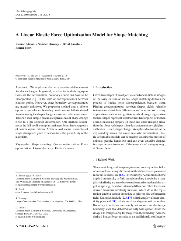 (PDF) A Linear Elastic Force Optimization Model for Shape Matching