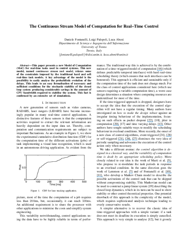 (PDF) The Continuous Stream Model of Computation for Real-Time Control
