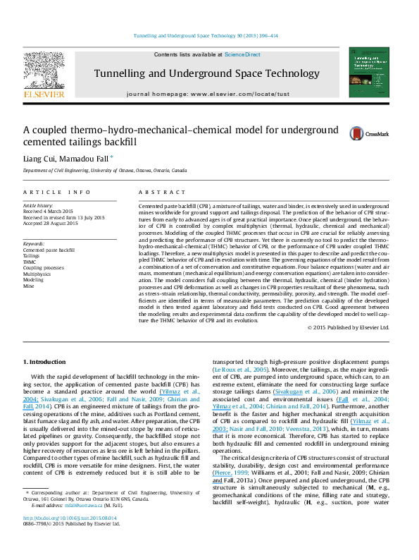 (PDF) A coupled thermo–hydro-mechanical–chemical model for underground ...