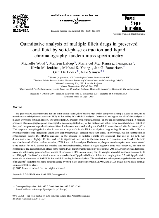 (PDF) Quantitative analysis of multiple illicit drugs in preserved oral ...