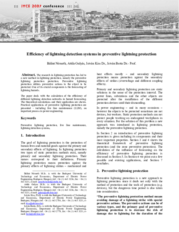 (PDF) Efficiency of lightning detection systems in preventive lightning ...