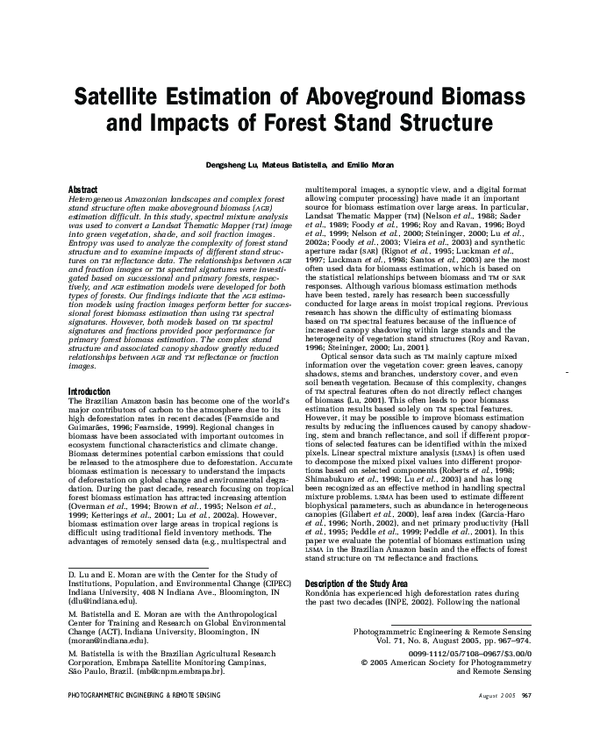 (PDF) Satellite Estimation of Aboveground Biomass and Impacts of Forest ...