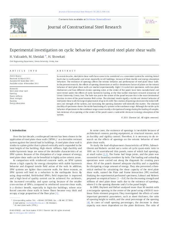 (PDF) Experimental investigation on cyclic behavior of perforated steel ...