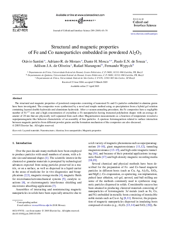 (PDF) Structural and magnetic properties of Fe and Co nanoparticles ...