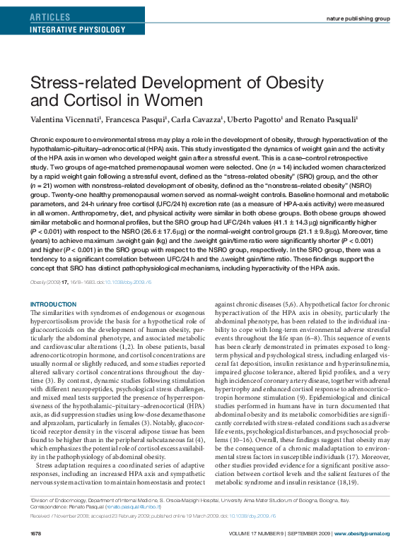 (PDF) Stress-related Development of Obesity and Cortisol in Women
