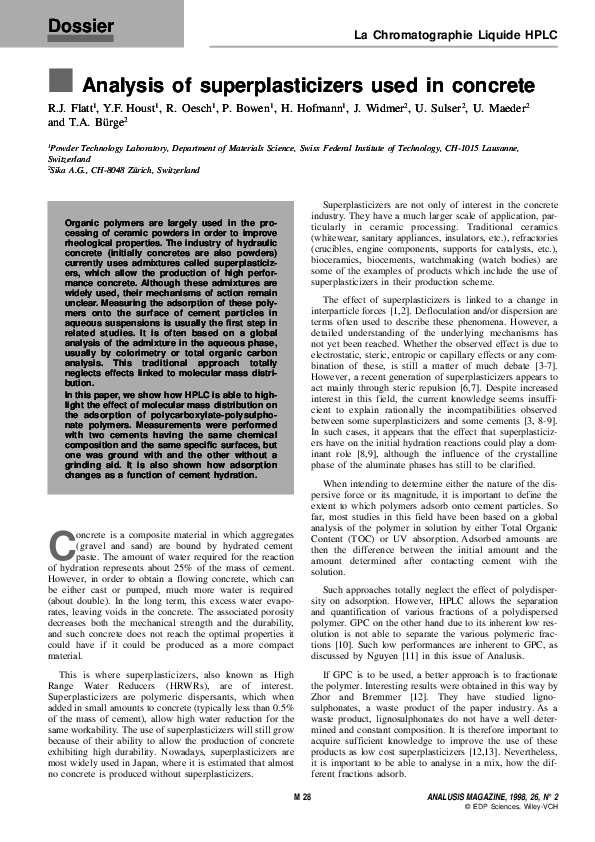 (PDF) Analysis of superplasticizers used in concrete