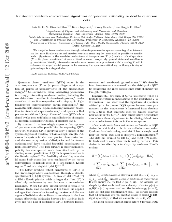 (PDF) Finite-temperature conductance signatures of quantum criticality ...