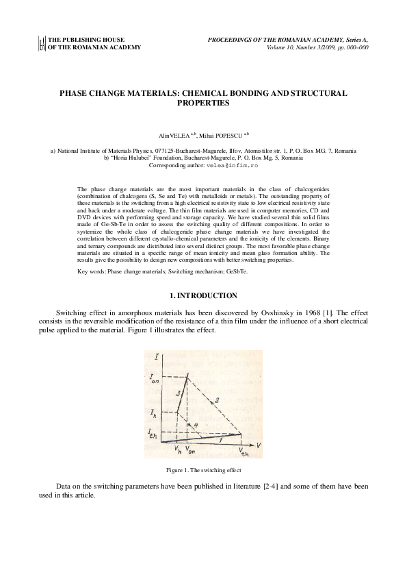 (PDF) PHASE CHANGE MATERIALS: CHEMICAL BONDING AND STRUCTURAL PROPERTIES
