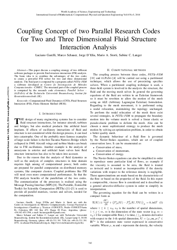 (PDF) Coupling Concept of two Parallel Research Codes for Two and Three ...