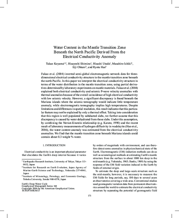 (PDF) Water content in the mantle transition zone beneath the North ...