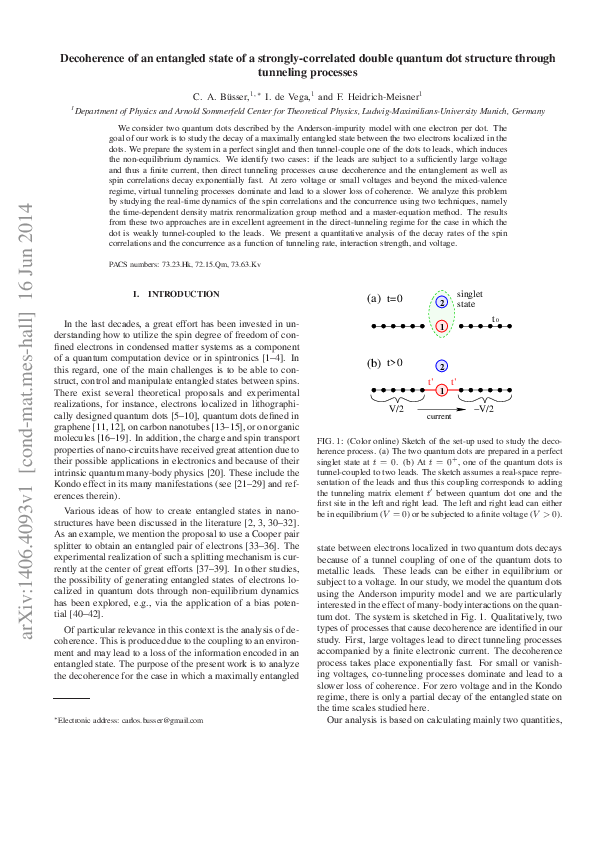 (PDF) Decoherence of an entangled state of a strongly correlated double ...