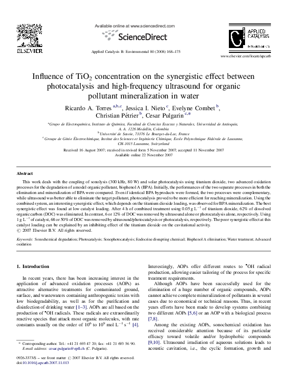 (PDF) Influence of TiO2 concentration on the synergistic effect between ...