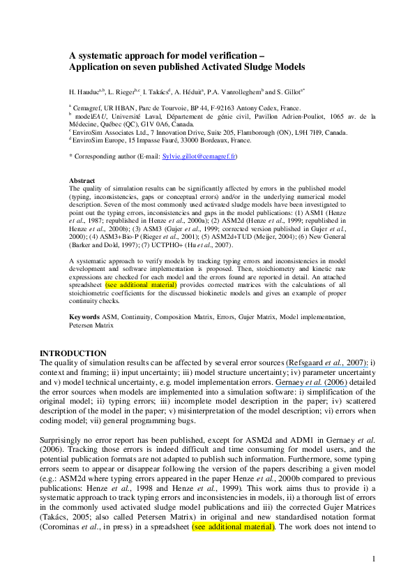 (PDF) A systematic approach for model verification: Application on ...