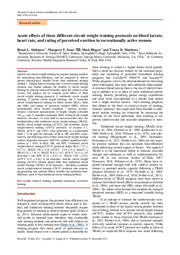 (PDF) Acute effects of three different circuit weight training ...