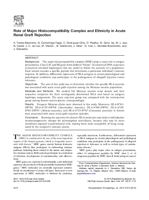 (PDF) Role of Major Complex and Ethnicity in Acute