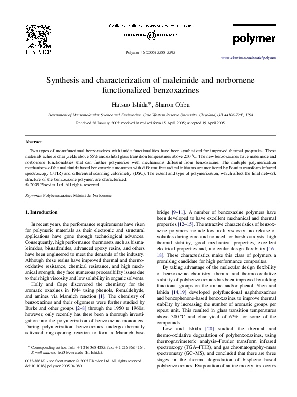 (PDF) Synthesis and characterization of maleimide and norbornene ...