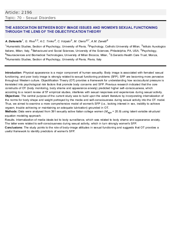 (PDF) The association between body image issues and women's sexual ...