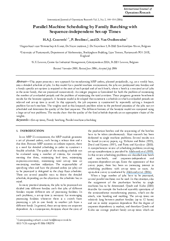 (PDF) Parallel Machine Scheduling by Family Batching with Sequence ...
