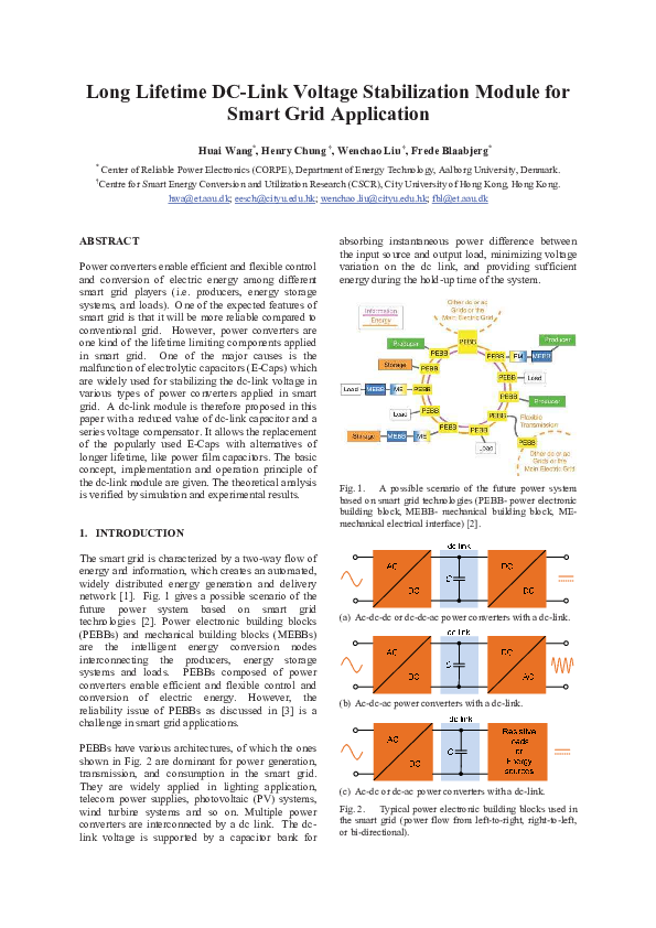 (PDF) Long Lifetime DC-Link Voltage Stabilization Module for Smart Grid ...