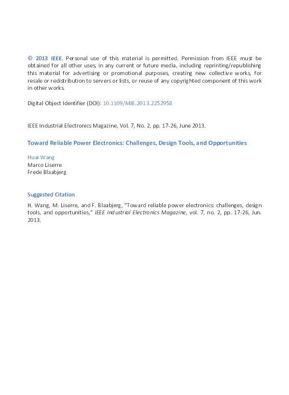 (PDF) Toward Reliable Power Electronics: Challenges, Design Tools, and ...