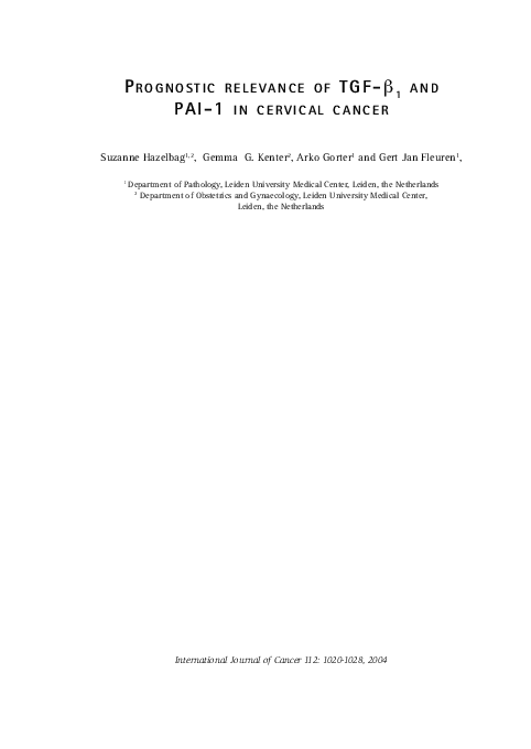 (PDF) Prognostic relevance of TGF-β1 and PAI-1 in cervical cancer ...