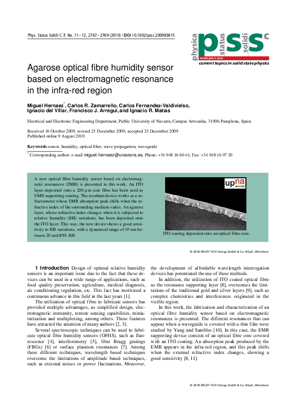 (PDF) Agarose optical fibre humidity sensor based on electromagnetic ...