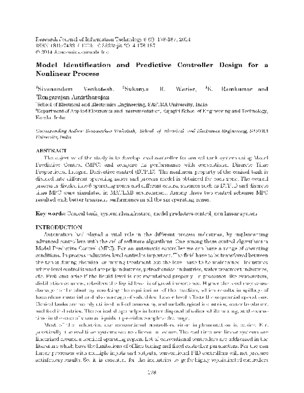 (PDF) Model identification and predictive controller design for a ...