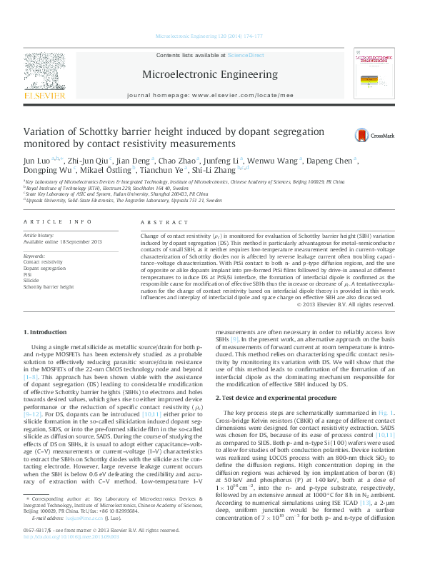 (PDF) Variation of Schottky barrier height induced by dopant ...