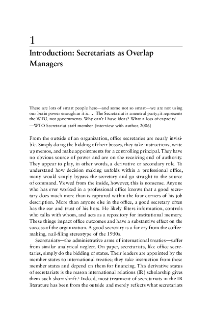 (PDF) Post-treaty Politics: Secretariat Influence in Global ...