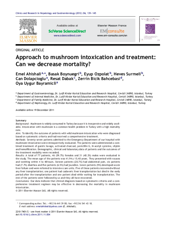 (PDF) Approach to mushroom intoxication and treatment Can we decrease