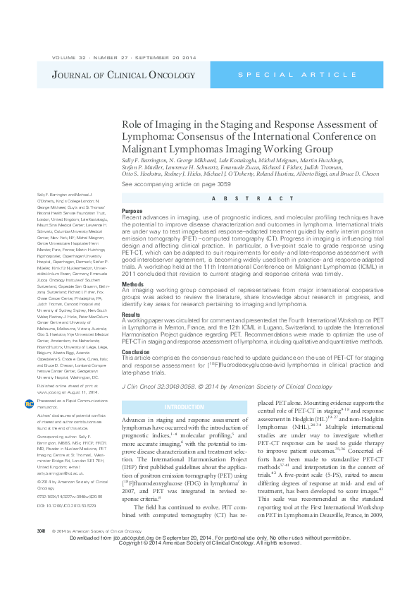 (PDF) Role of Imaging in the Staging and Response Assessment of ...