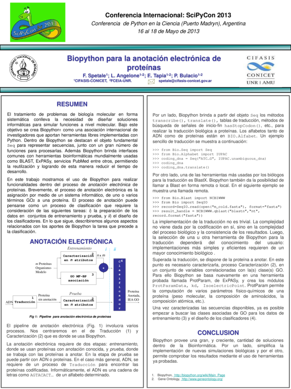 (PDF) Biopython para la anotación electrónica de proteínas