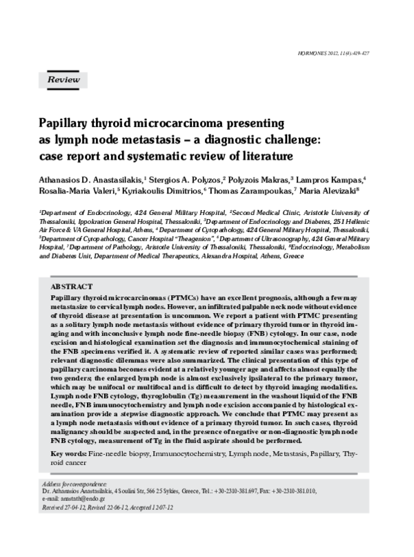 (PDF) Papillary thyroid microcarcinoma presenting as lymph node ...