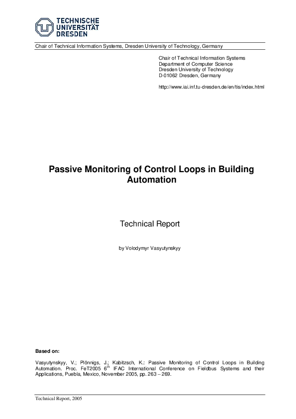 (PDF) Passive monitoring of control loops in building automation
