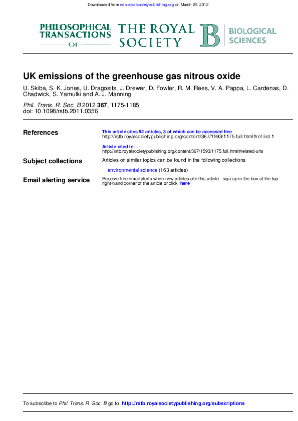 (PDF) UK emissions of the greenhouse gas nitrous oxide
