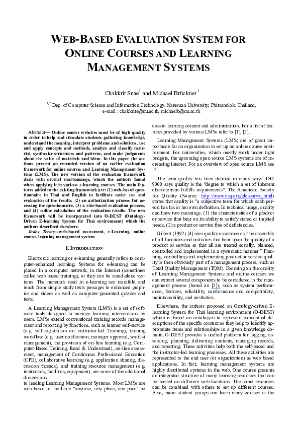 (PDF) Web-based evaluation system for online courses and Learning ...