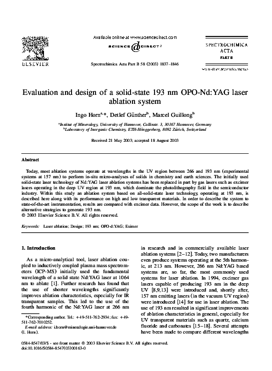 (PDF) Evaluation and design of a solid-state 193 nm OPO-Nd:YAG laser ...