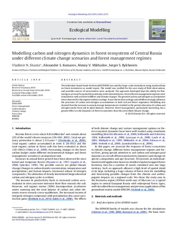 (PDF) Modelling carbon and nitrogen dynamics in forest ecosystems of ...
