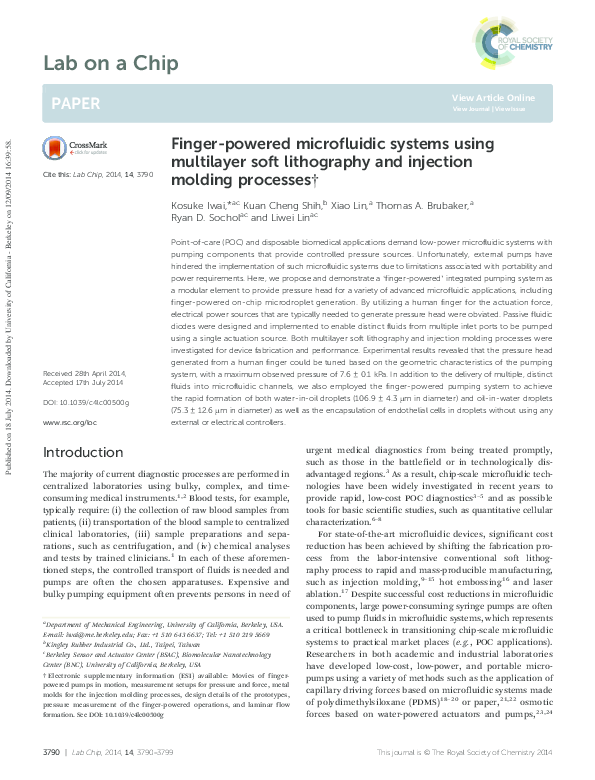 (PDF) Fingerpowered microfluidic systems using multilayer soft