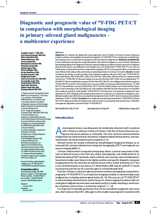 (PDF) Diagnostic and prognostic value of 18F-FDG PET/CT in comparison ...