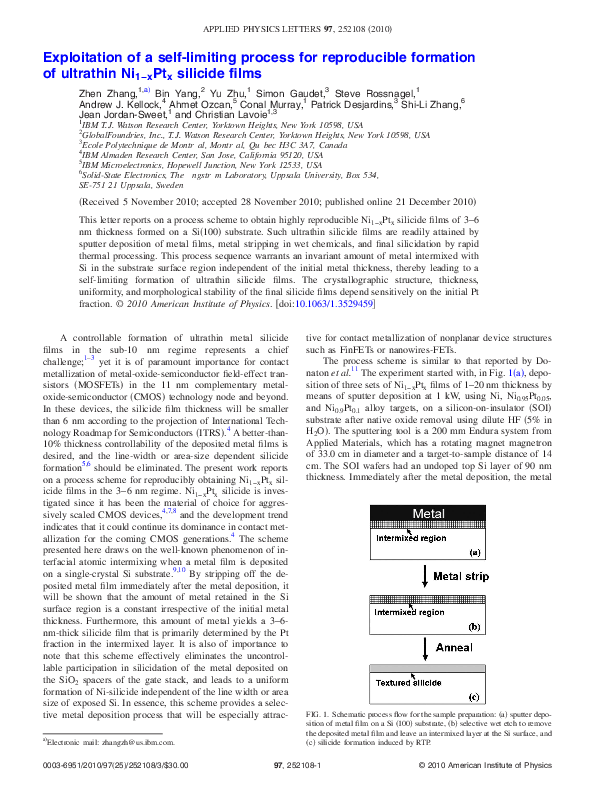 (PDF) Exploitation of a self-limiting process for reproducible ...