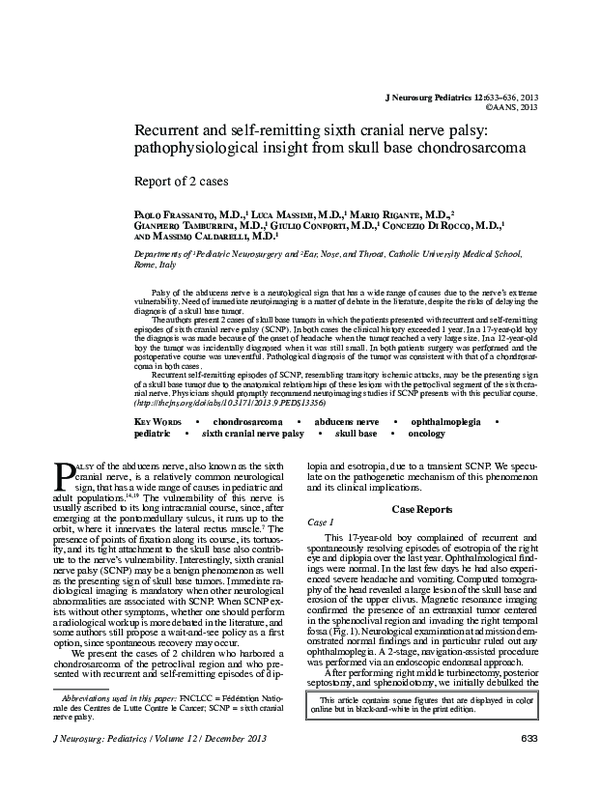 (PDF) Recurrent and self-remitting sixth cranial nerve palsy ...