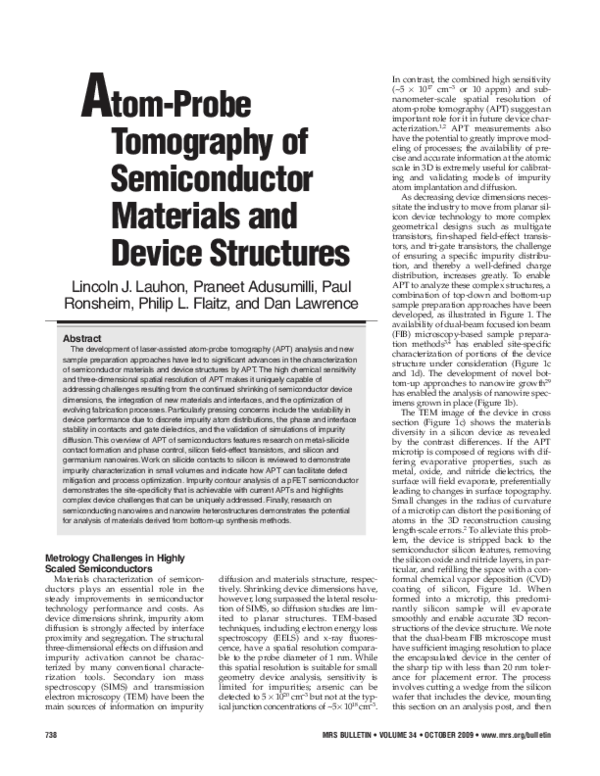 (PDF) Atom-Probe Tomography of Semiconductor Materials and Device ...