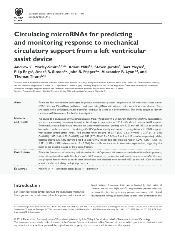 (PDF) Circulating microRNAs for predicting and monitoring response to ...